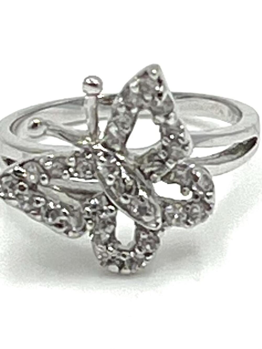 Sterling Silver & Cubic Zirconia Butterfly Ring